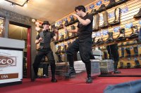 Lief and Jessie sparring for a photo shoot