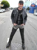 Tim in crotch high engineer boots!